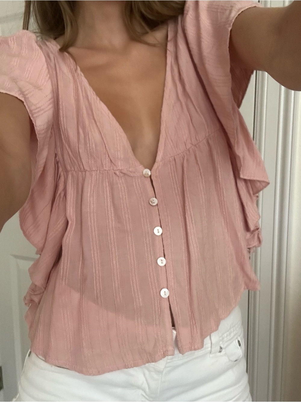 American Threads Pink Flowy Top